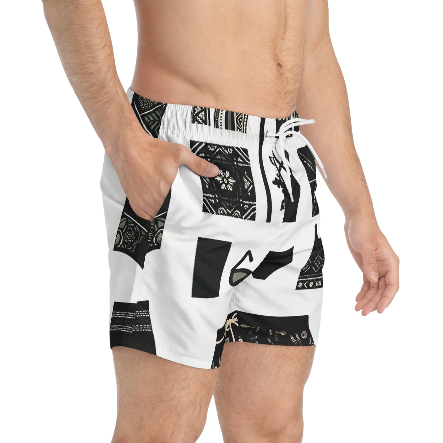 "Step into the blend of comfort and high-fashion with our Peskoi swim trunks. The allure of our black, monochrome swimwear collection - Swim Trunks